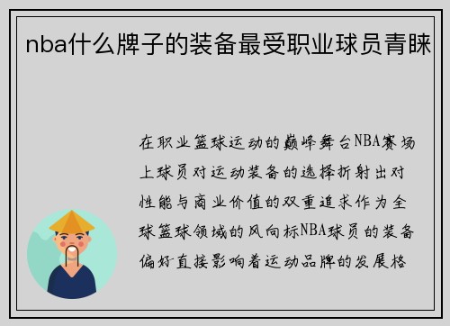 nba什么牌子的装备最受职业球员青睐